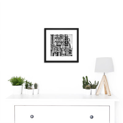 Spanish Street Bars Restuarants Black White Photo - Single Picture Frame Print