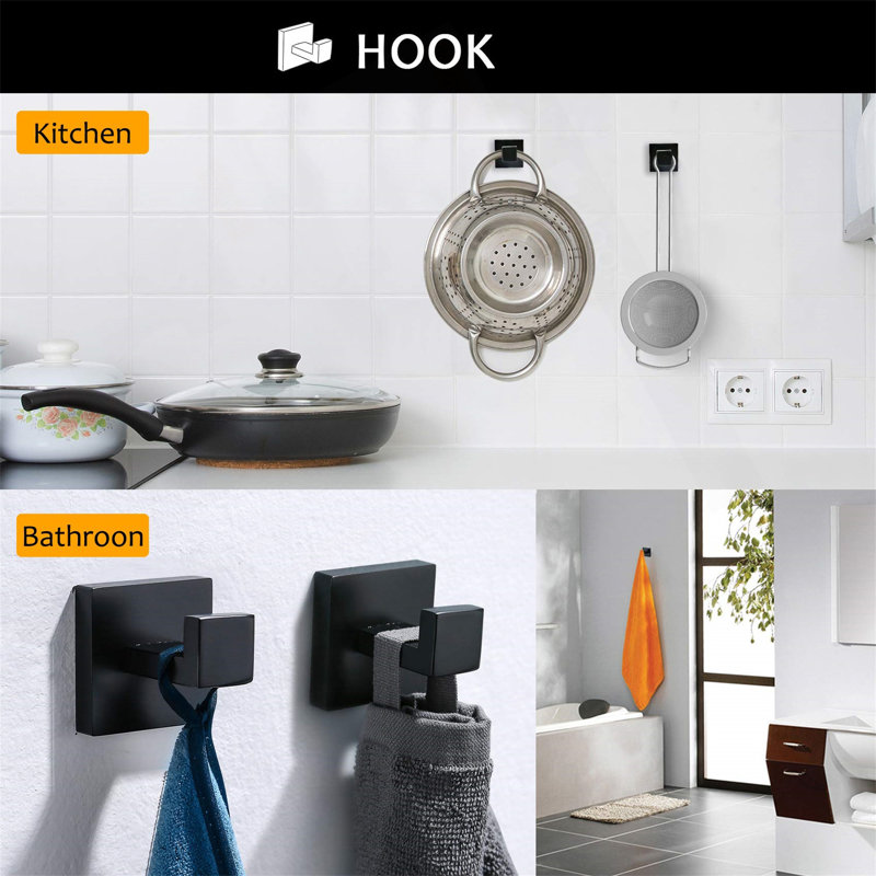 5 Pieces Bathroom Hardware Accessories Set Towel Bar Set Wall Mounted,Stainless Steel, Matte Black