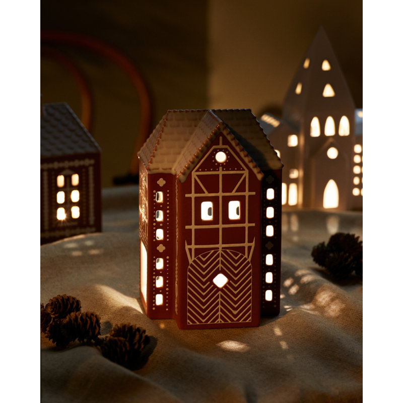 Gingerbread 6.7" Stoneware Tabletop Lantern