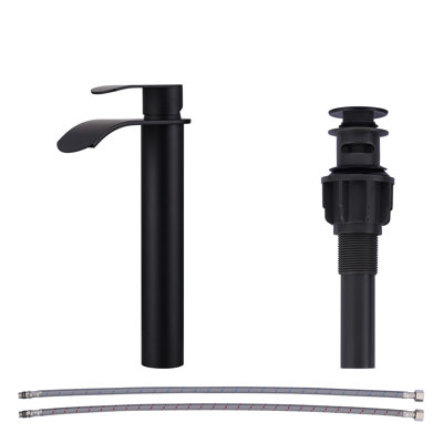 Waterfall Single Handle Tall Bathroom Faucet With Pop Up Drain