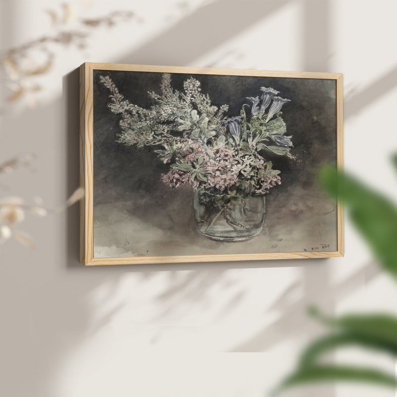 Motif floral rétro-imprimé, H 8 po x l 10 po, Naturel