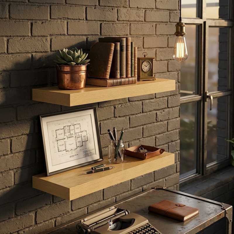 2 Piece Wood Floating Shelf