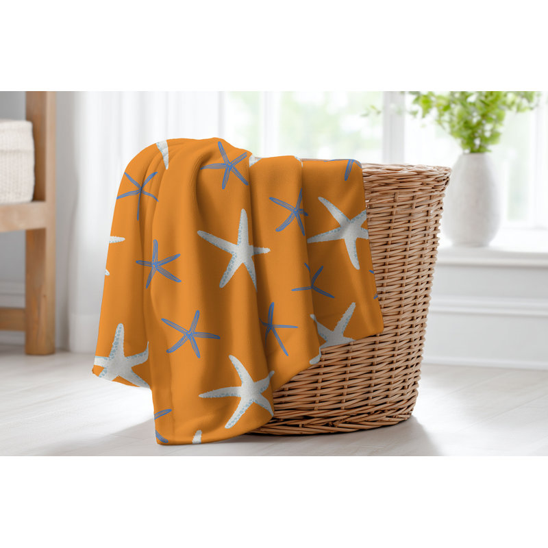 Couverture en velours de polaire Starfish, L 60 po x l 50 po, Orange