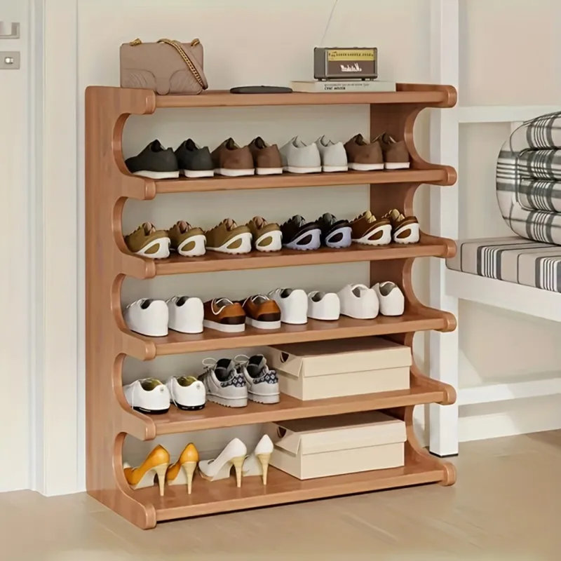 Wood Grain Shoe Rack, Multi-layer Storage Organizer With Independent Cubicles, Space-saving Design For Entryway, Closet & Mudroom