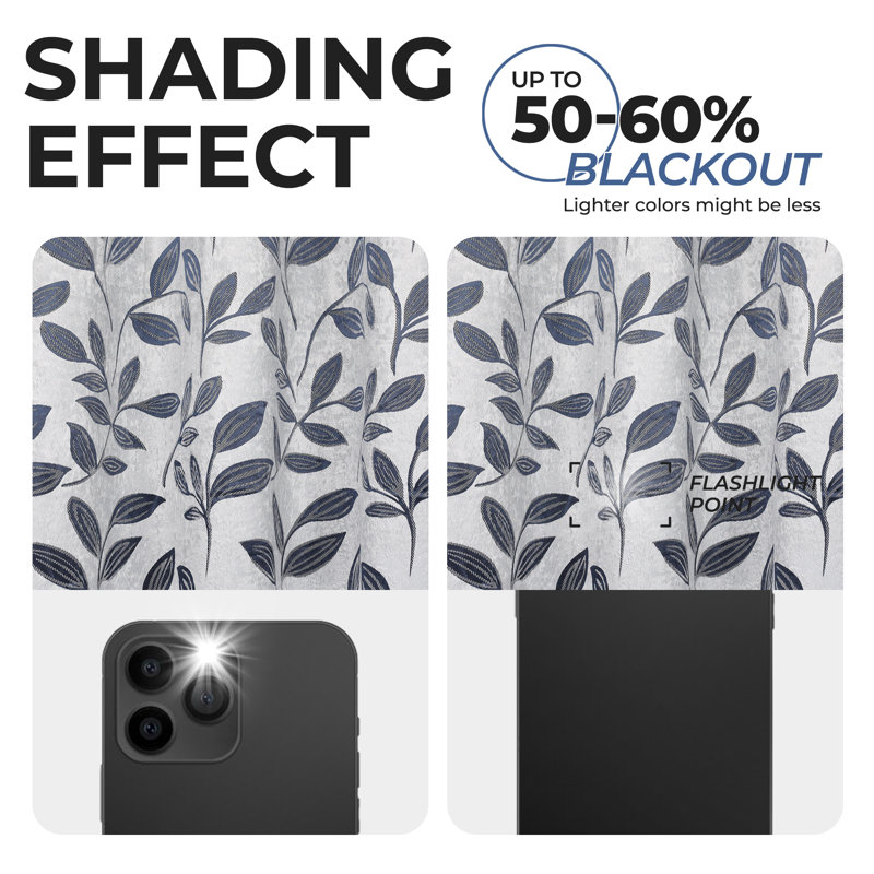 Panneaux de rideaux à passe-tringle en polyester Finklea, Noir nickel, L 26 po x L 63 po