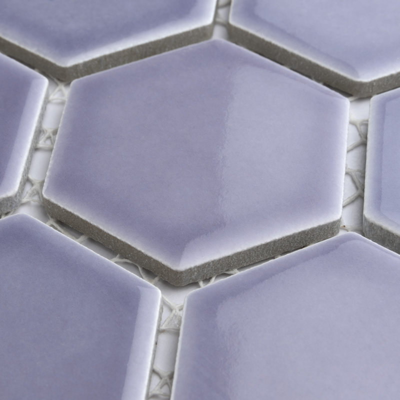 Hudson Due 2" Hex 10-7/8 " x 12-5/8 " Porcelain Mosaic Floor and Wall Tile, Lavender