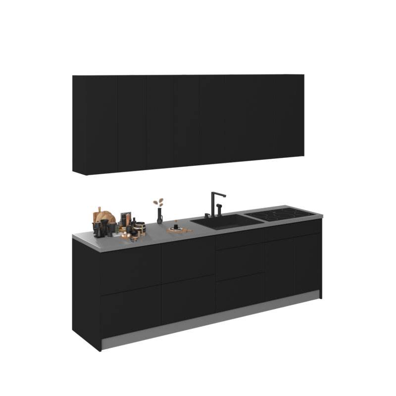 Ensemble d'armoires de cuisine en panneau de fibres à densité moyenne (MDF) H 96 po x l 103 po x P 24 po FK-Fusion