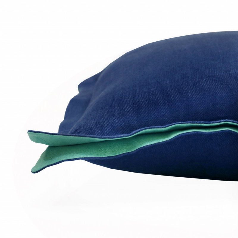 Housse de coussin carré en lin de couleur unie, Marine, polyester
