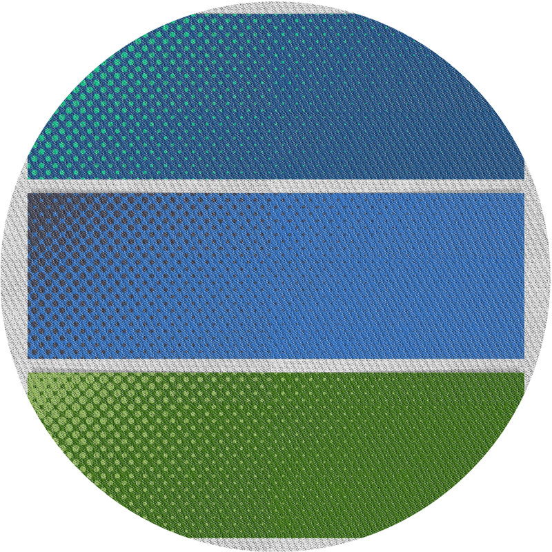 Tapis vert/bleu à motifs, Rond 8 pi