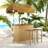 Hawaiian-style Bar Patio Set Included A Table With Canopy And Two High Stools