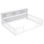 Lit blanc à plancher double avec bibliothèque et tablettes attachées, barrières de sécurité pour la chambre à coucher à l'intérieur et à l'extérieur, espace de sommeil écoénergétique
