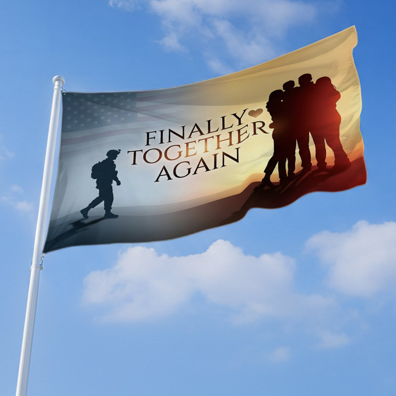 Drapeau extérieur enfin ensemble (3 x 5 pi) par - Polyester durable et résistant à la décoloration, bords nets, œillets en laiton - Drapeau de guerre et de bienvenue imprimé à la maison - fabriqué aux États-Unis
