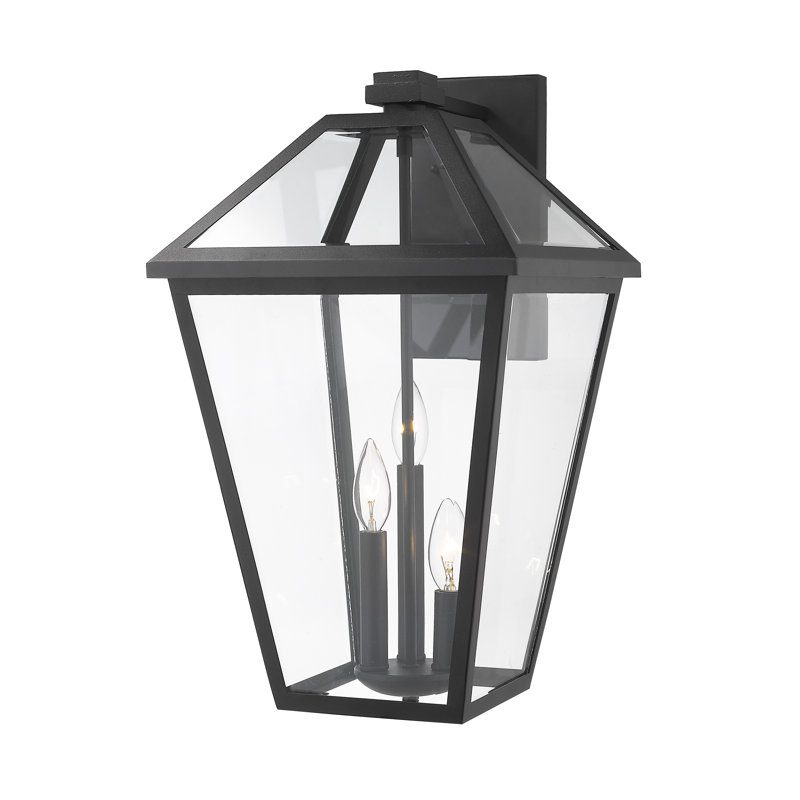 Glass Wall Light, 21.25" H x 12.25" W x 13.25" D, Beveled, Black