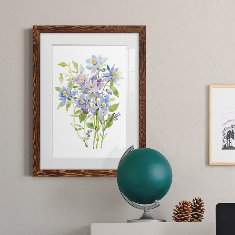" Columbine Spray II " Painting Print, Maple Framed, 20" H x 17" W x 1" D