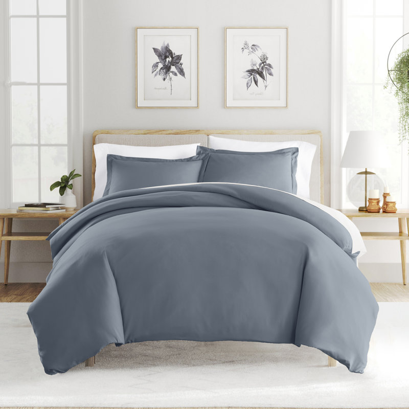 Super Soft Double Brushed Duvet Cover Set, Full/Queen Duvet Cover + 2 Standard Shams, Stone