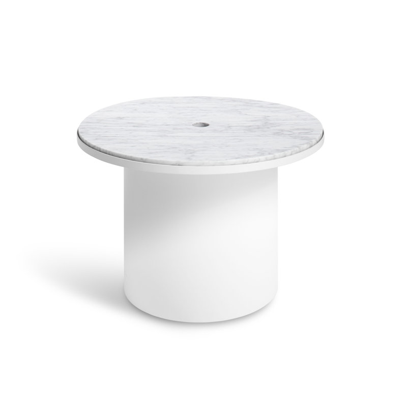 Plateau Marble Top End Table, White, White Marble, 14" H x 21" W x 21" D