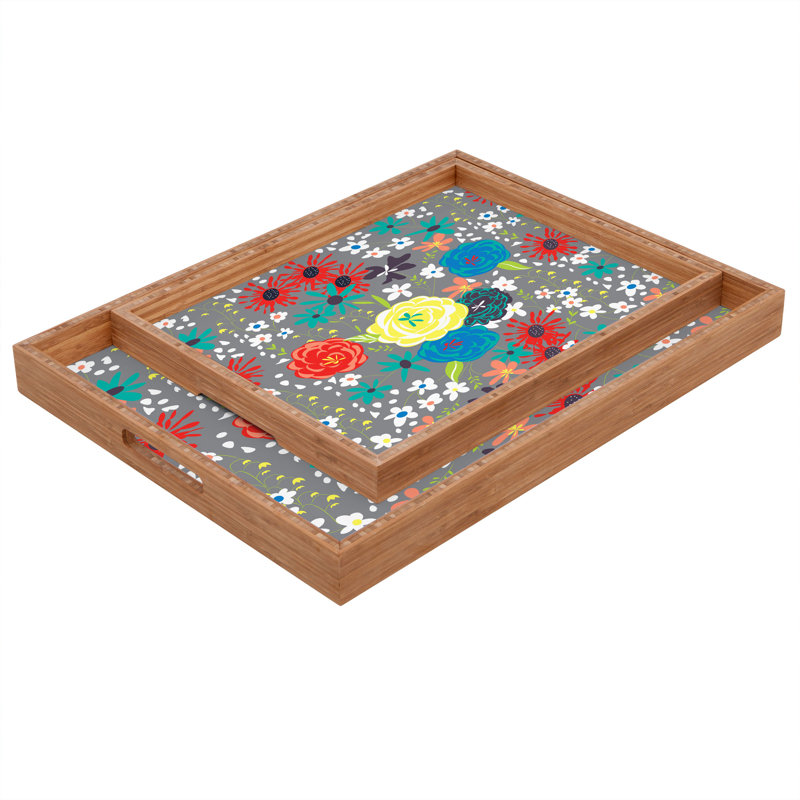 Plateau de table repose-pieds/café blooming love Vy La, H 1,75 po x l 18 po x p 14 po