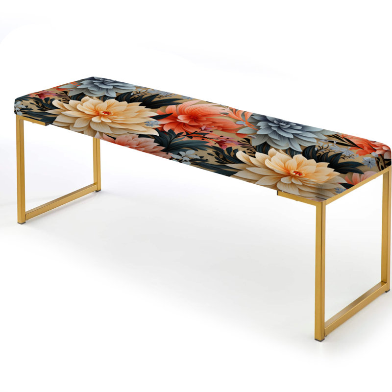 Banc floral rembourré or, Multicolor Contemporary Fusion Floral