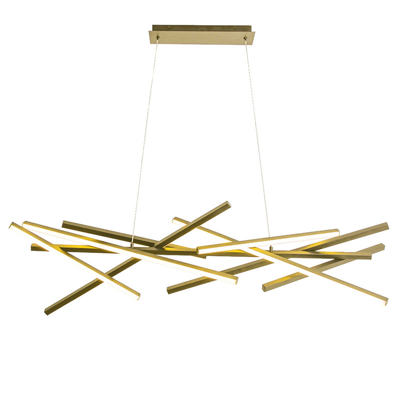 Lustre linéaire moderne Xyanna, Laiton vieilli