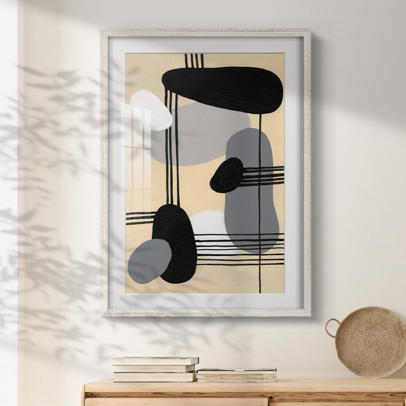 «Interconnected Shapes II», impression encadrée, H 25,5 po x l 17,5 po, Blanc