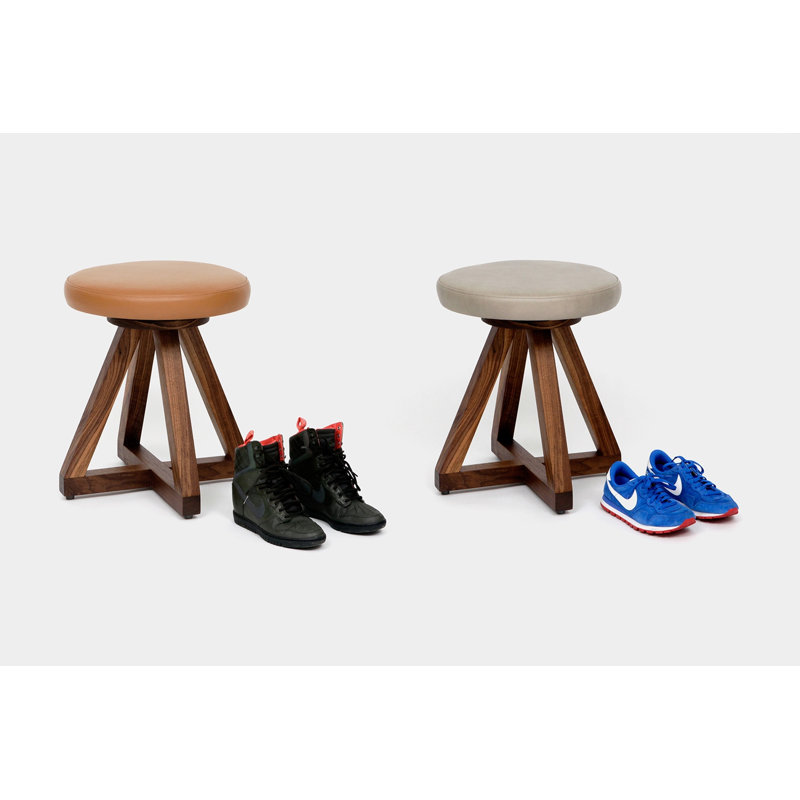 X Solid Wood Accent Stool, Canyon, Oil-rubbed Walnut