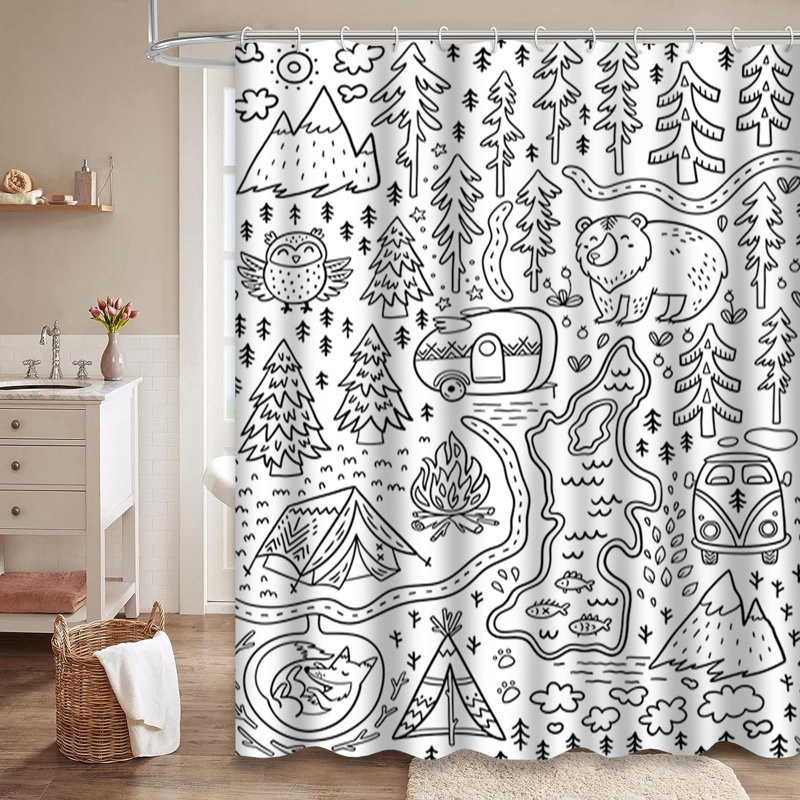 Rideau de douche avec 12 crochets, L 72 po x l 78 po