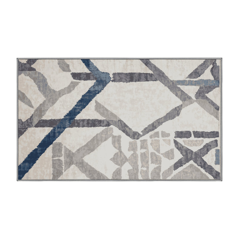 Machine Washable Gray Area Rug, Rectangle 2' x 3'