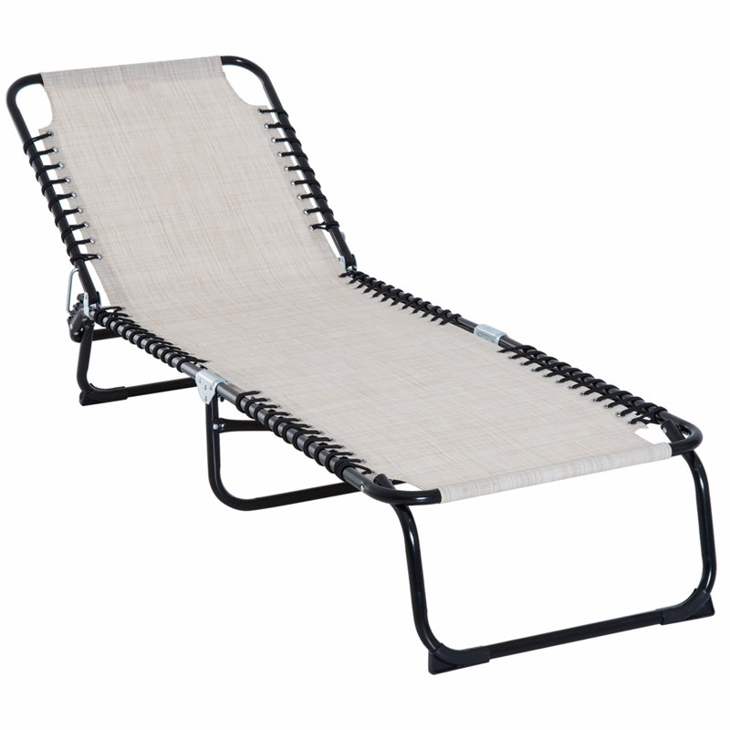 Folding Chaise Lounge Pool Chair, Patio Sun Tanning Chair, Outdoor Lounge Chair With 4-Position Reclining Back, Breathable Mesh Seat For Beach, Yard, Patio