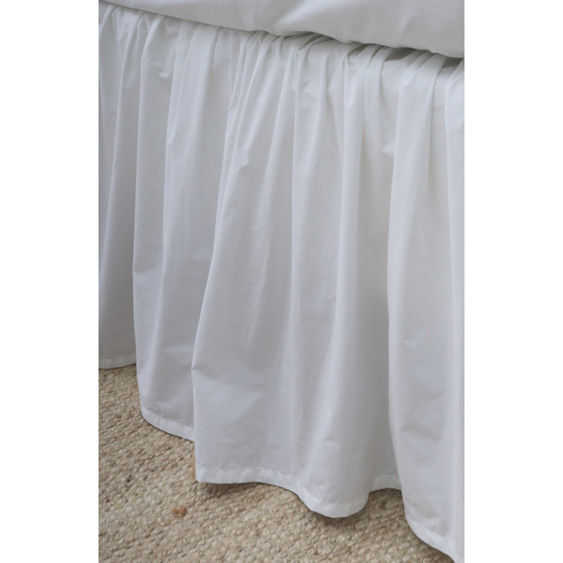  Gathered Ruffled Cotton Sateen 18" Drop Queen Bedskirt, Queen
