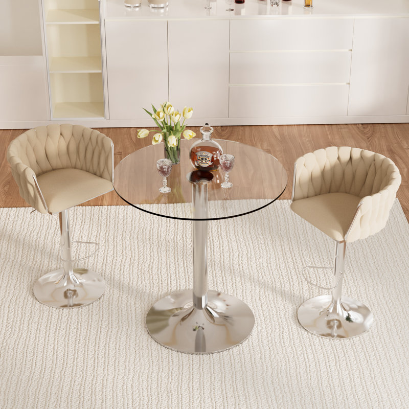 Ensemble de table de bar et chaises pour 2, Brun / Argenté