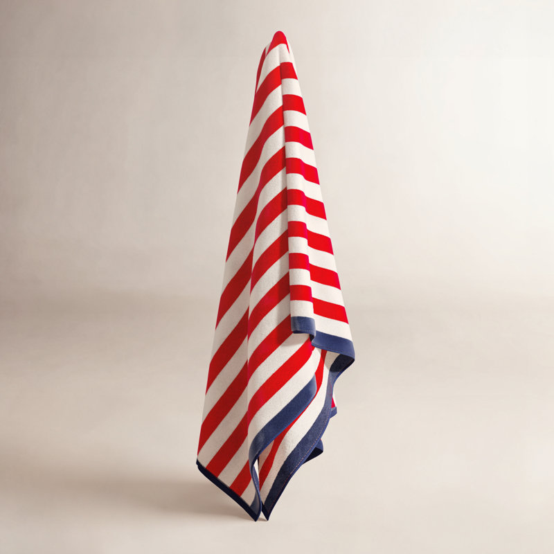 Serviettes de plage surdimensionnées 100% coton, 1, Rouge / bleu marine
