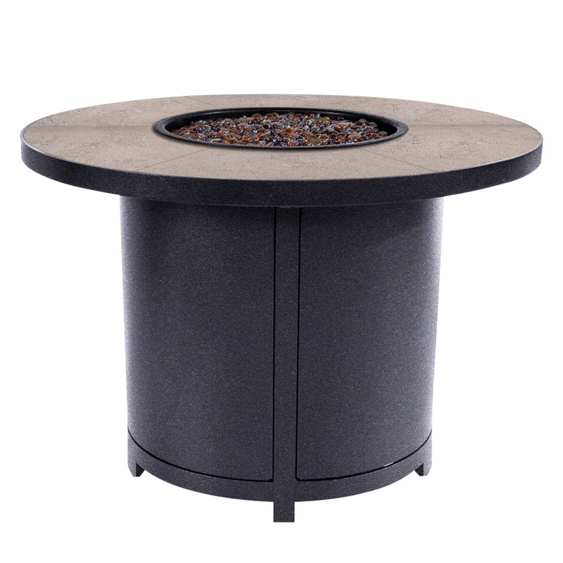 Elba Aluminum Outdoor Fire Pit Table, 24" H x 36" W x 36" D, Graphite, Summit Gray