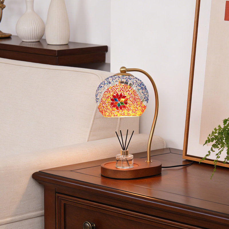 12" Vintage Dimmable Table Lamp With Mosaic Glass (Bulb Include)