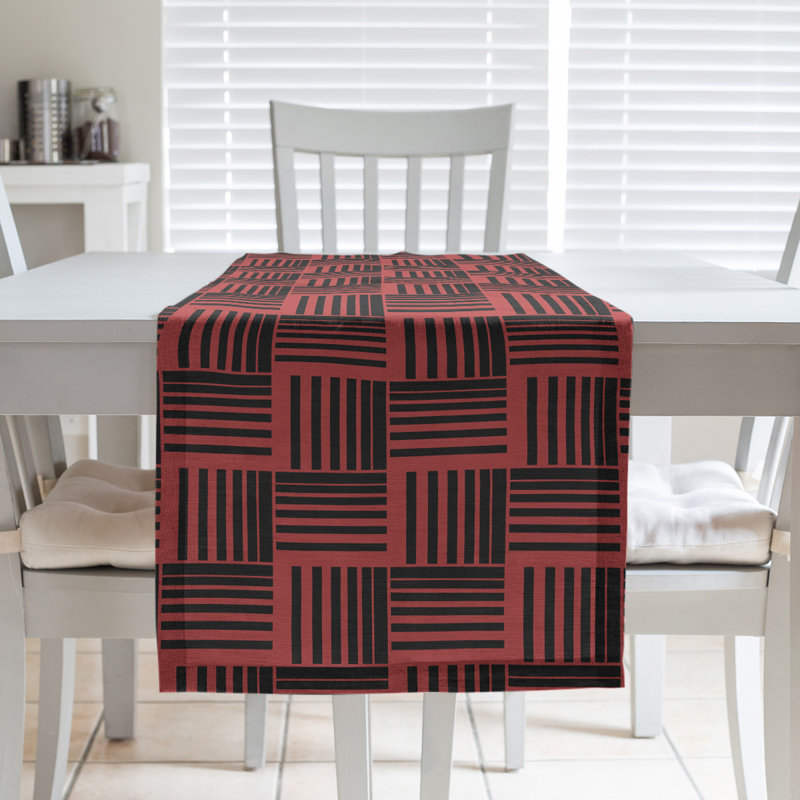 Fractured Stripes Table Runner, 16" x 72", Light Red