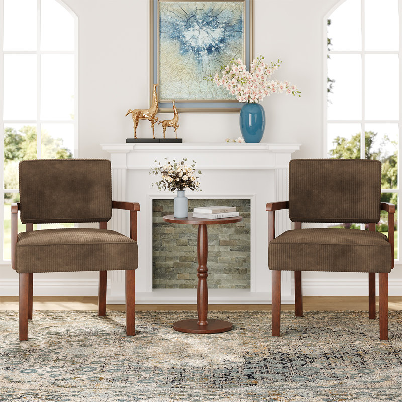 Naethan Upholstered Arm Accent Chair for Living Room, Accent Armchair, Brown Velvet