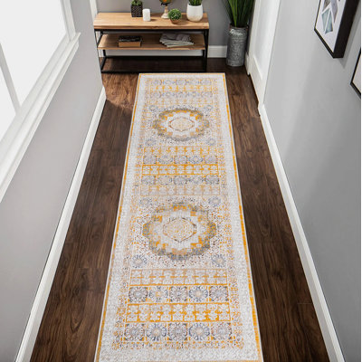 Bungalow Rose PAYAS Collection Cream/Ivory /Medallion Non-Shedding Living Room Bedroom Dining Home Office Stylish and Stain Resistant Area Rug