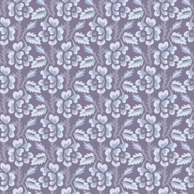 Thorn & Blossom - Papier peint floral indigo violet