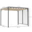 3 X 2.8m Metal Pergola With Retractable Fabric Roof, 180gsm Pu-coated Polyester Canopy, 16 Ground Stakes & Drainage Grommets, Outdoor Garden Patio Shelter, Beige