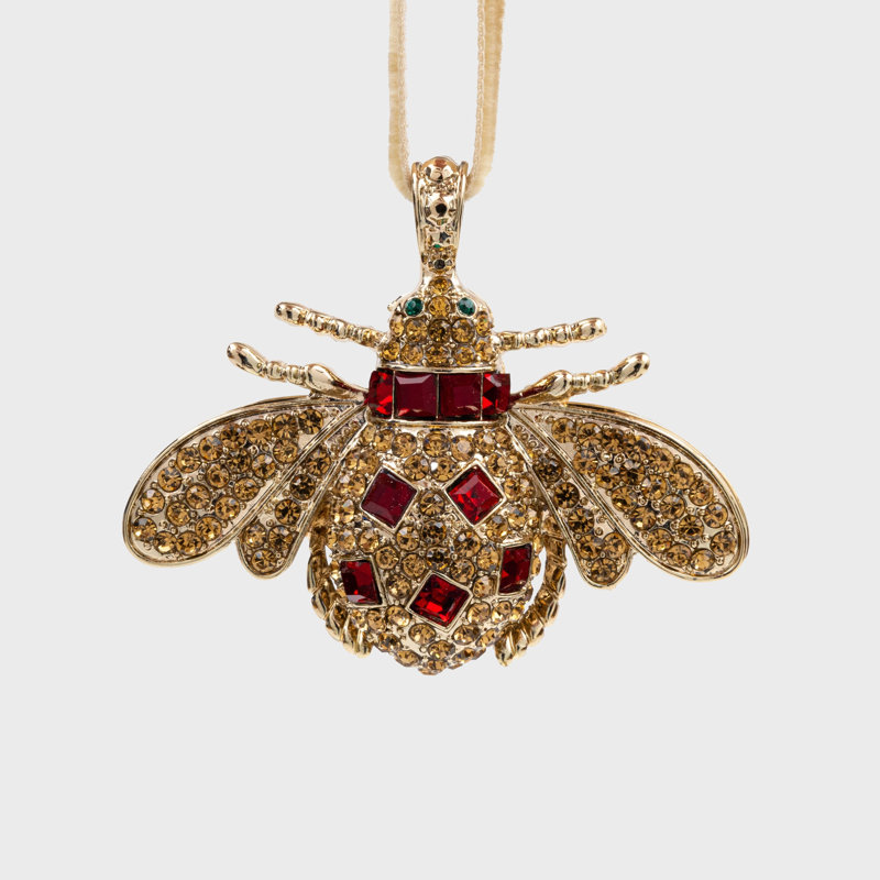 Classic bee hanging ornament boxed gift set, red and green