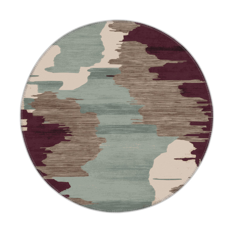 Watercolor Gray Indoor and Outdoor Area Rug, Round 5'
