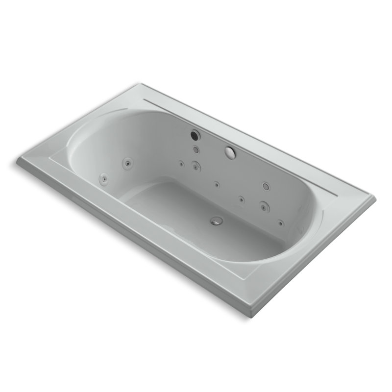 Memoirs® 72" x 42" Drop in Combination Acrylic Bathtub with Light and Heater Included, Ice Gray