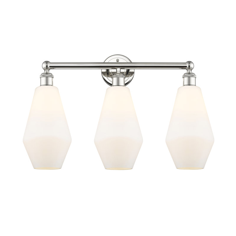 Éclairage pour salle de bain 3 lumières à intensité variable, Nickel poli, Blanc mat