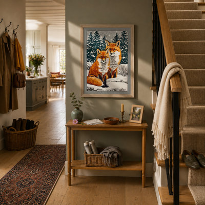 Foxes in Winter Boho - Framed Print