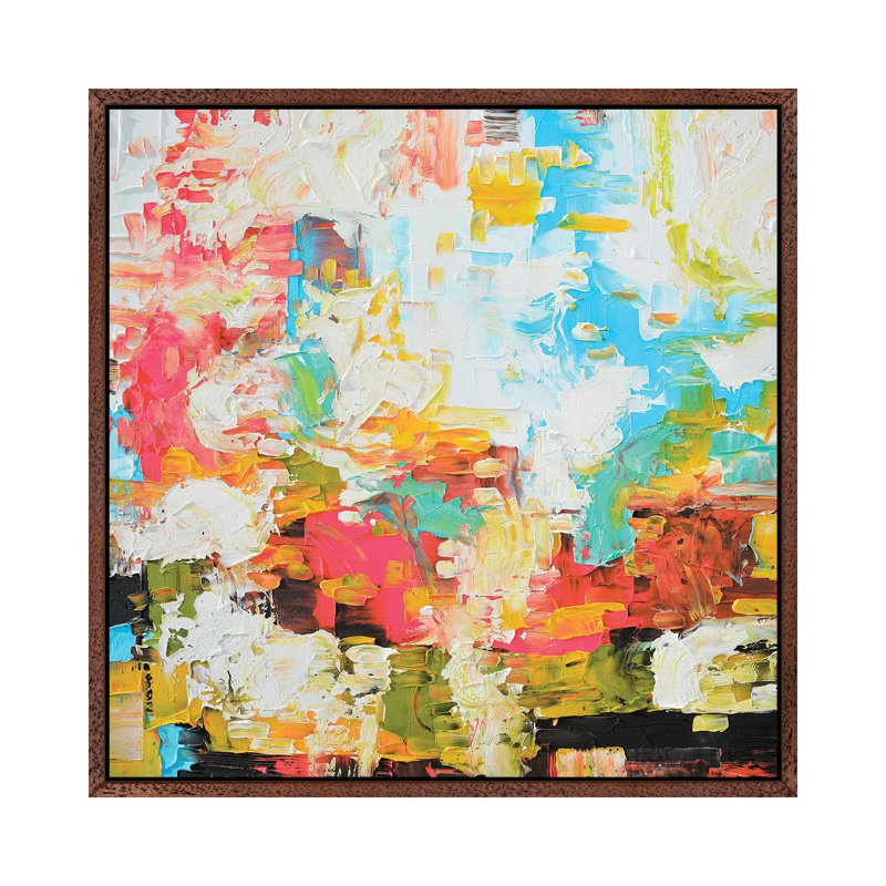 Abstract VI by Andrada Anghel - Painting on Canvas, Classic Brown Wood Framed, 66.04cm H x 66.04cm W x 3.81cm D