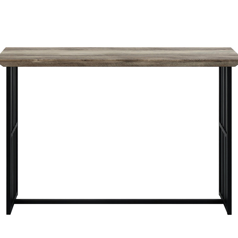 Élégante table de maison intérieure, chêne antique et noir, métal et bois composite, surface fonctionnelle décorative de 50 mm d'épaisseur