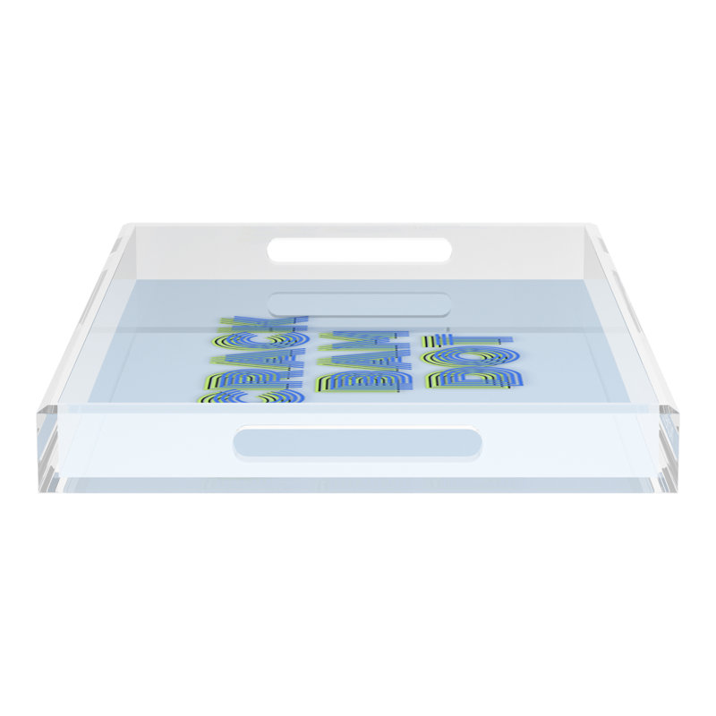 Abstract Decorative Tray, 2" H x 22.5" W x 14.5" D, Blue Scelery
