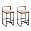 Ensemble de 2 tabourets de bar avec dossier en corde de papier tissé à hauteur de comptoir pour la cuisine et la maison (corde en papier avec dossier)-1859196870