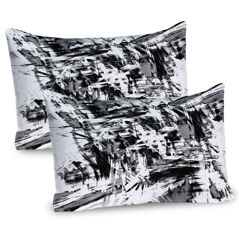 Ensemble de 2 taies décoratives noires et blanches Ambesonne, H 20 po x l 26 po