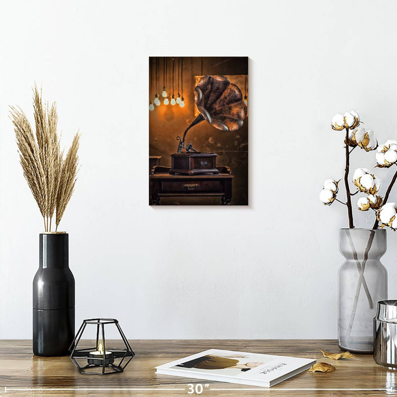 Gramophone antique, H 12 po x l 8 po