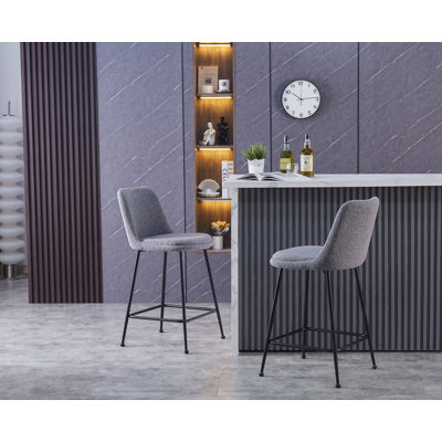 Gwenan 25.39" Fabric Bar Stool with Steel Legs